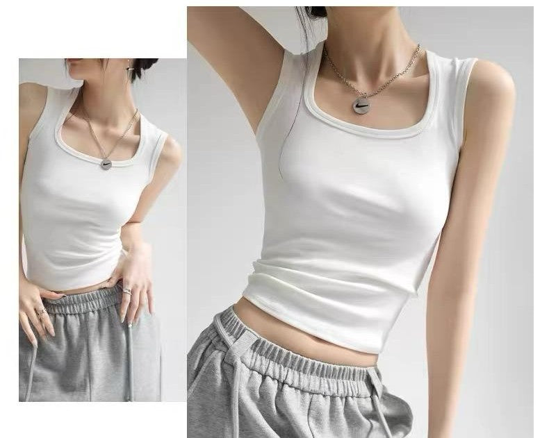 Square Neck Wide Strap Slim-Fit Cami Tank Top