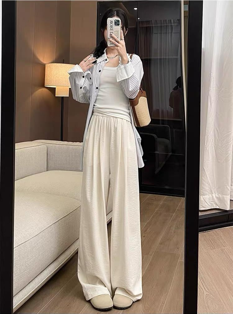 Silky Wide-Leg Relaxed Long Pants