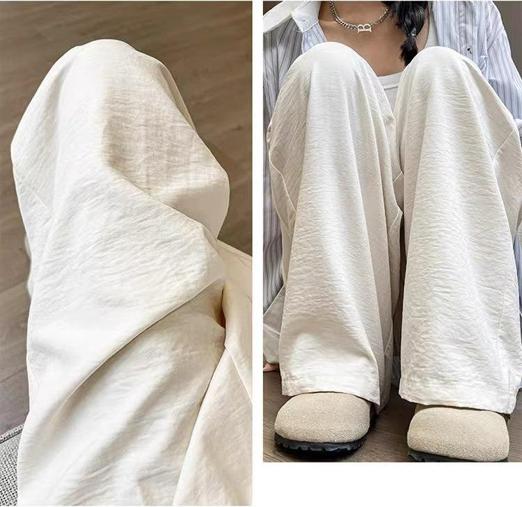 Silky Wide-Leg Relaxed Long Pants