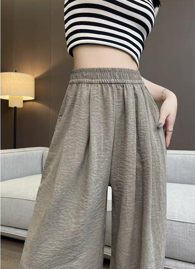 Silky Wide-Leg Relaxed Long Pants