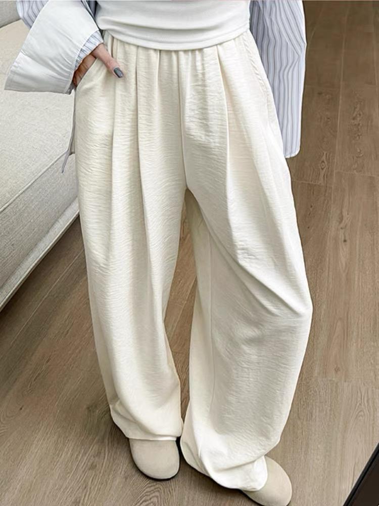 Silky Wide-Leg Relaxed Long Pants