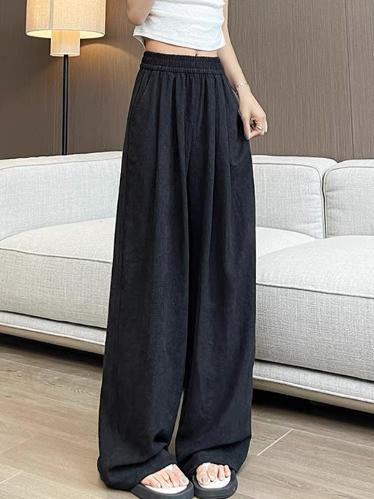 Silky Wide-Leg Relaxed Long Pants