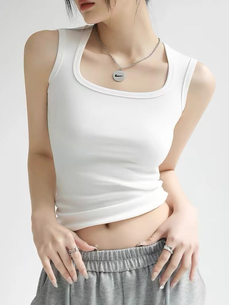 Square Neck Wide Strap Slim-Fit Cami Tank Top