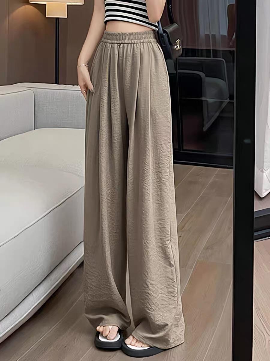Silky Wide-Leg Relaxed Long Pants