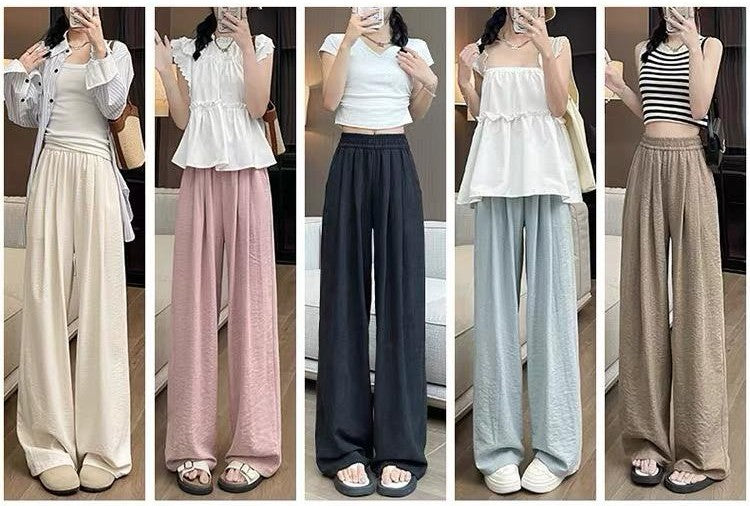 Silky Wide-Leg Relaxed Long Pants