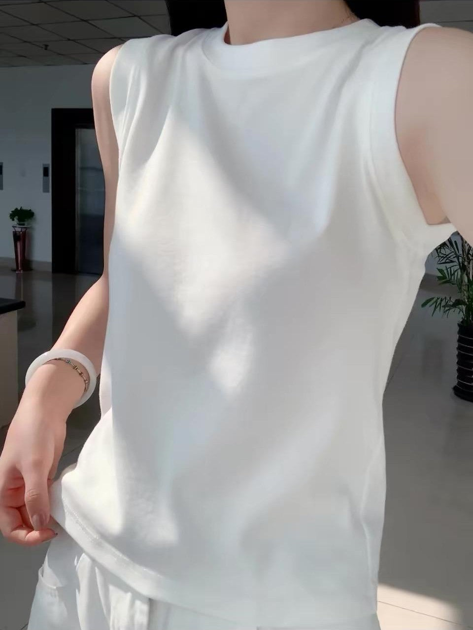 Everyday Cotton Sleeveless Tee | Loose Fit Crew Neck Tank Top